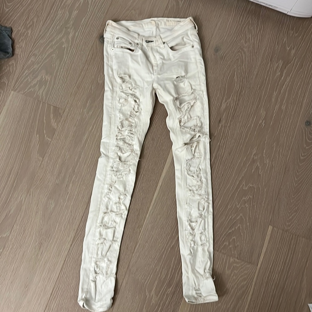 Rag & Bone ultra distressed white jeans
